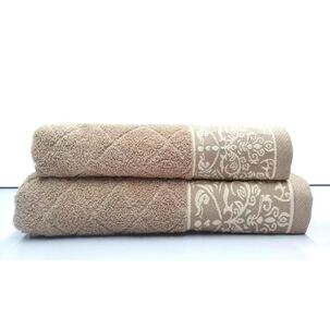 Juego Toalla Andes 2 Piezas Flores Beige