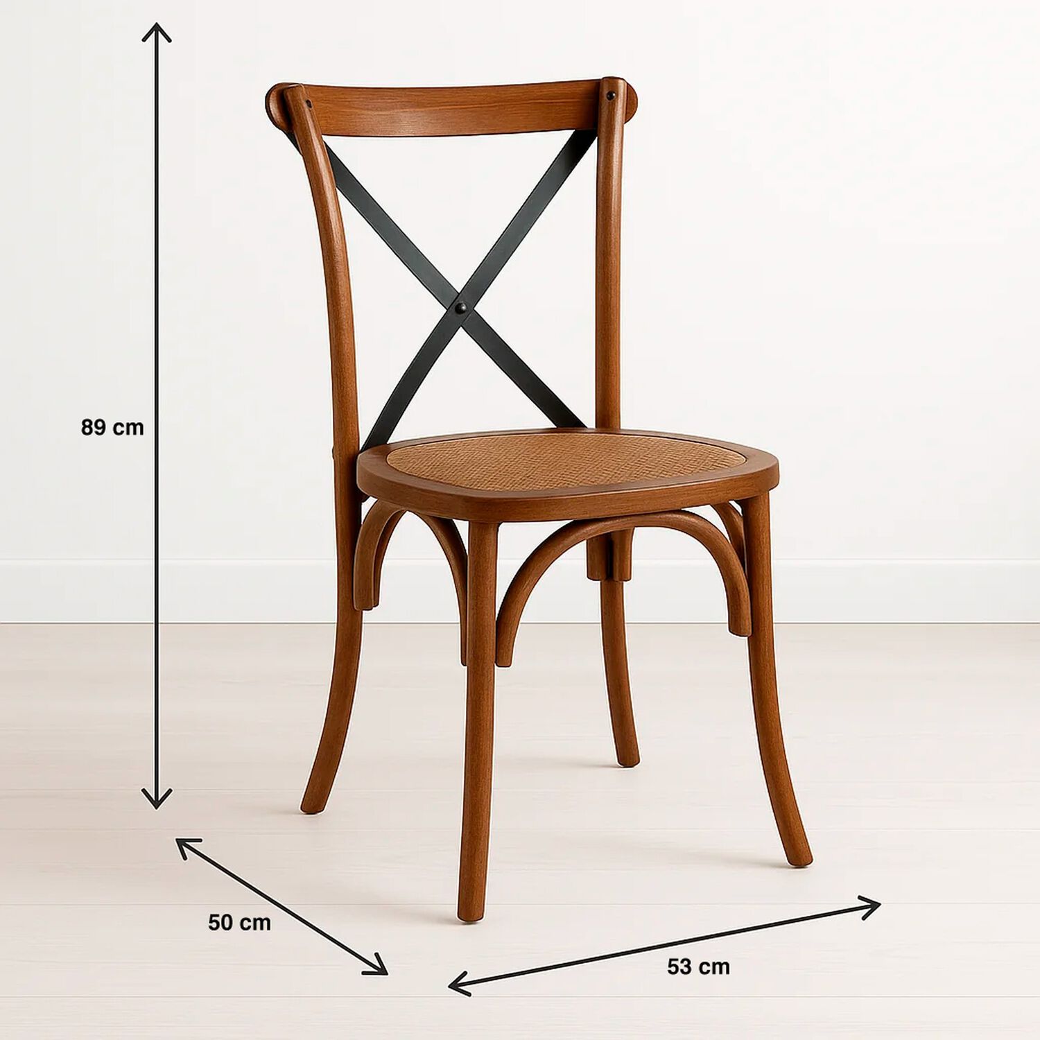 Silla Crossback Madera Rattan - Caf&eacute; Vintage image number 3.0