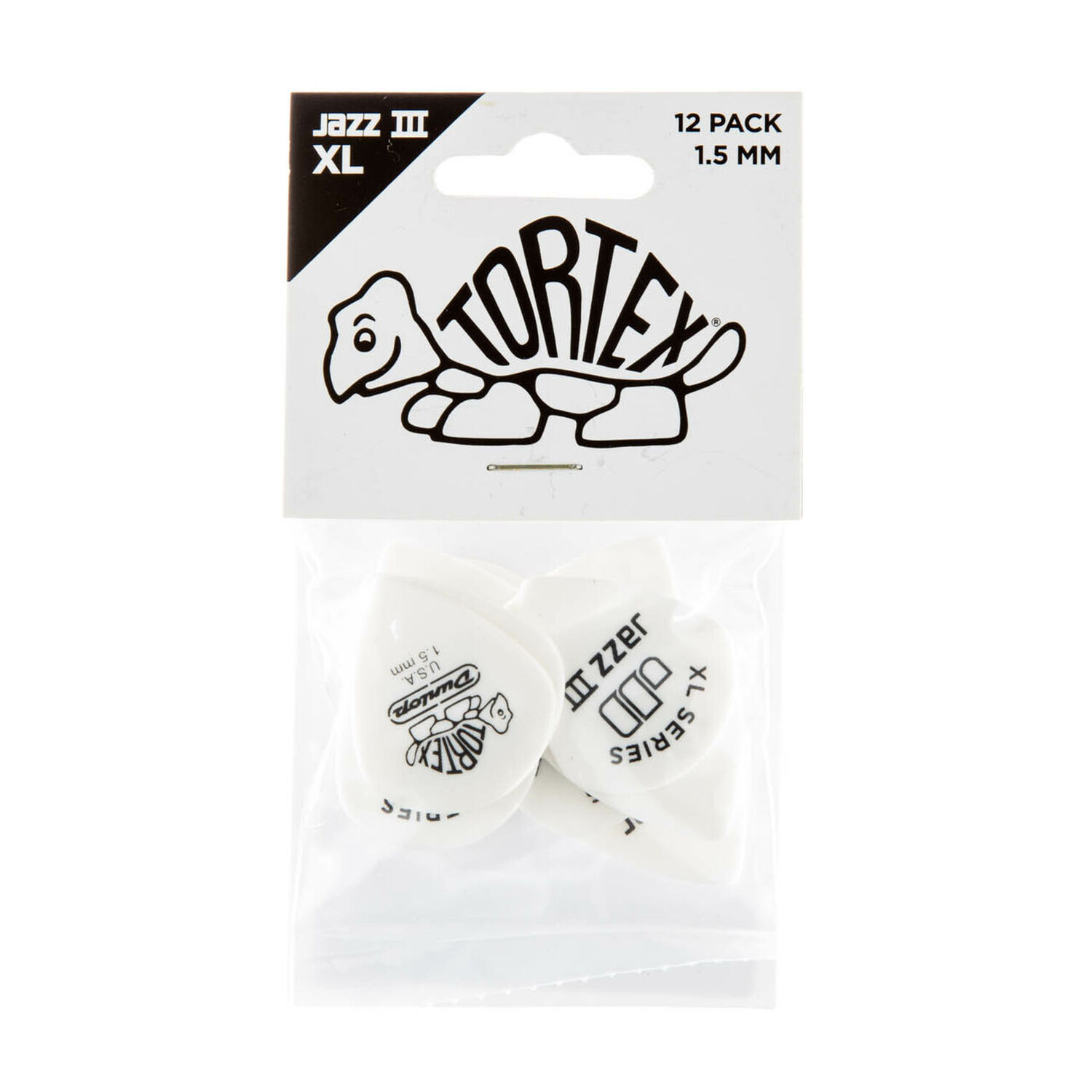 U&ntilde;etas Dunlop 498 Tortex Jazz Iii Pick 1.5 Pack 12 image number 2.0