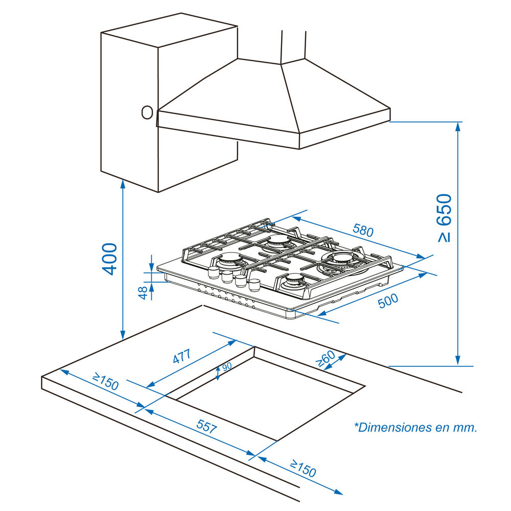 Encimera A Gas Groner Inox 4q image number 4.0