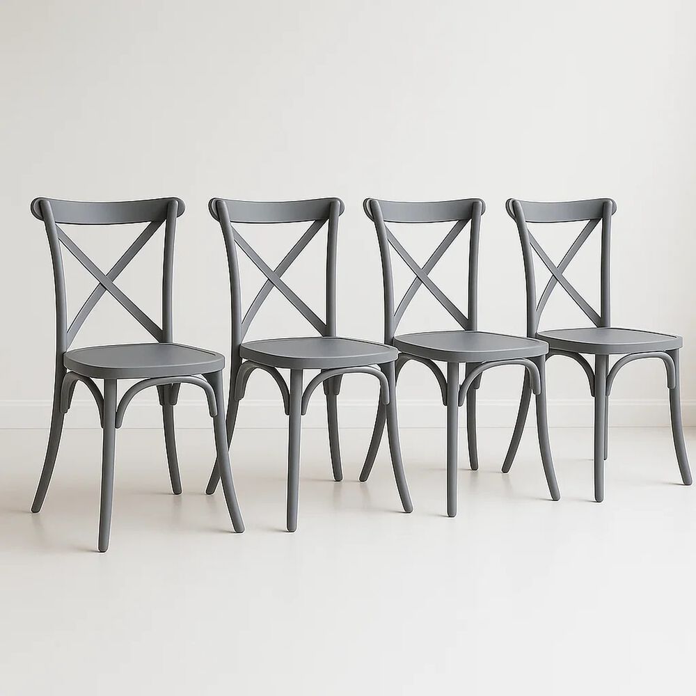 Pack 4 Sillas De Terraza O Comedor Crossback Danubio - Gris image number 0.0