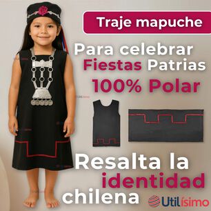 Traje Vestido Mapuche Ni&ntilde;a Incluye Trapelacucha 4 A&ntilde;os Hasta Talla S Vestimenta T&iacute;pica