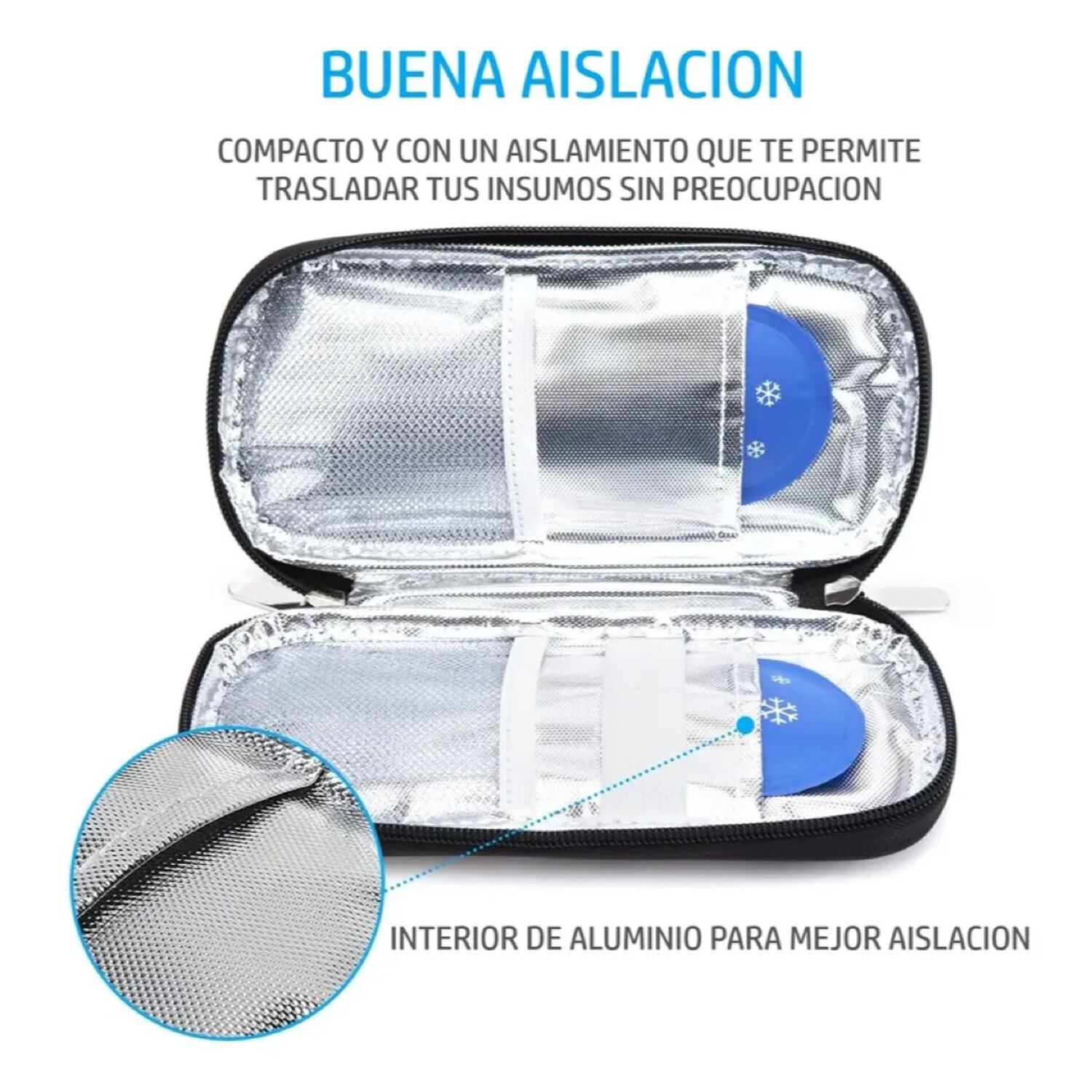 Bolso Estuche Cooler Porta Insulina Para Viaje Refrigerante Tela Negro image number 2.0