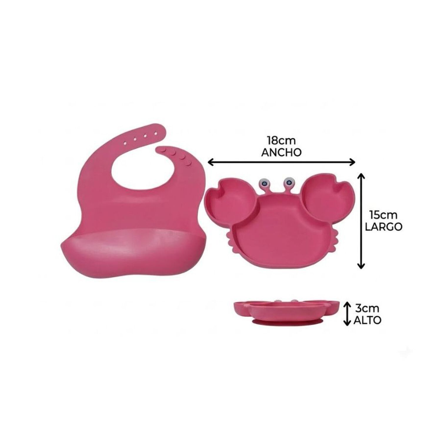 Set Alimentacion Bebe Silicona Plato Cangrejo image number 3.0