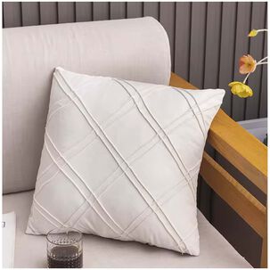 Pack De 02 Fundas De Coj&iacute;n De Terciopelo Con Rayas 45x45 Crema