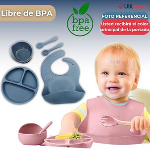 Set De Alimentaci&oacute;n Beb&eacute; Silicona 5 Piezas Libre Bpa Colores Surtidos