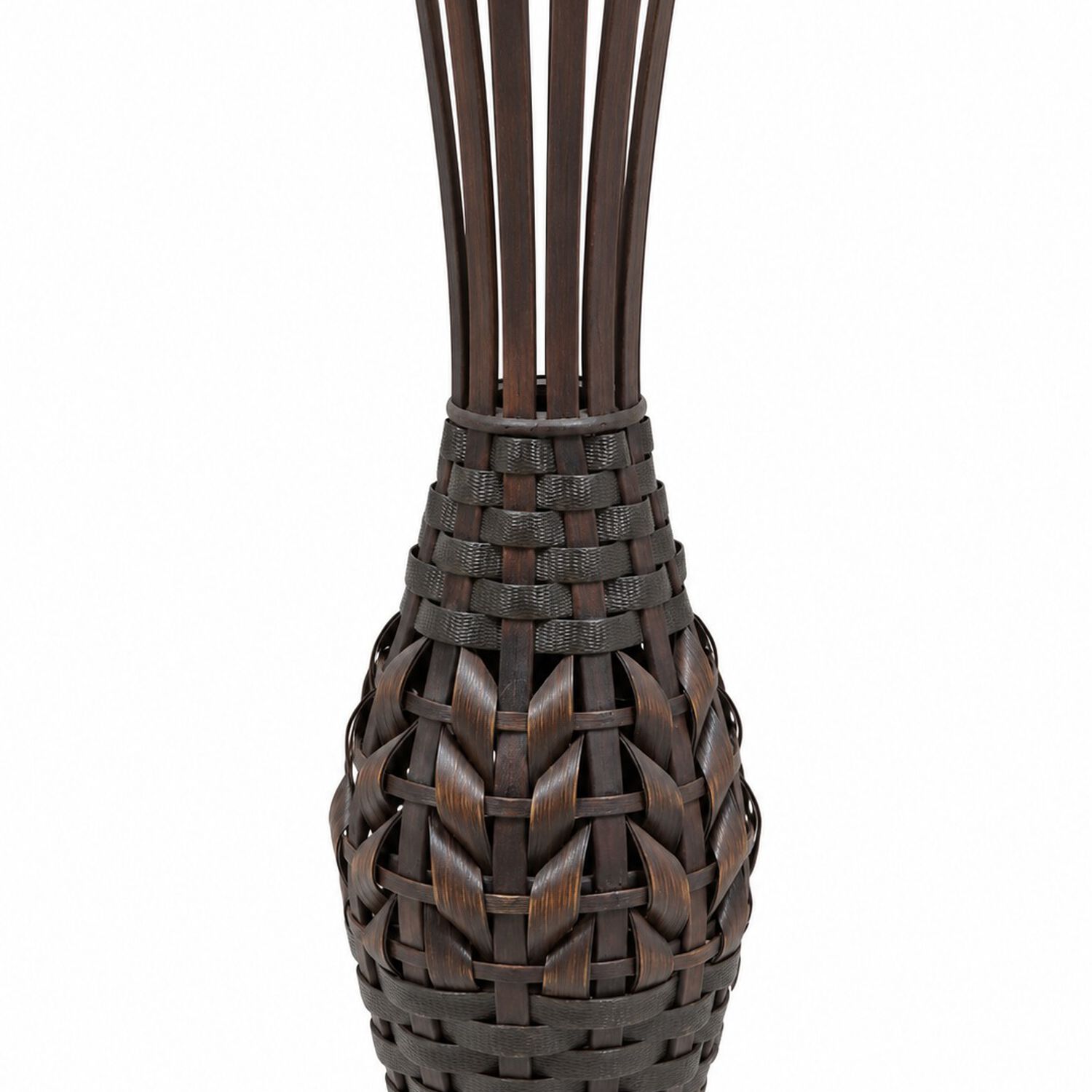 Florero Decorativo De Bamb&uacute; Calado Pickacho 60 Cm Jarr&oacute;n Alto R&uacute;stico Marr&oacute;n Oscuro image number 1.0