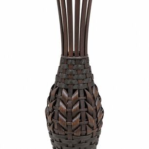 Florero Decorativo De Bamb&uacute; Calado Pickacho 60 Cm Jarr&oacute;n Alto R&uacute;stico Marr&oacute;n Oscuro