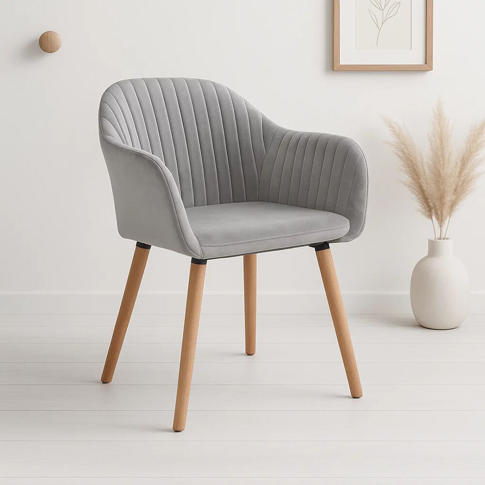 Butaca Sitial Poltrona Diamante Terciopelo Acolchado - Gris image number 1.0