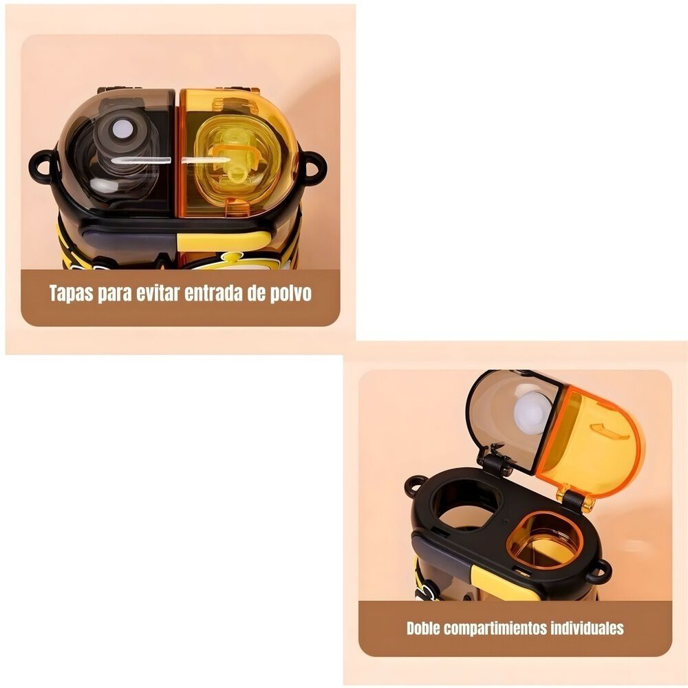 Botella De Agua Doble Ni&ntilde;os 640ml Amarilla Lubabycas image number 5.0