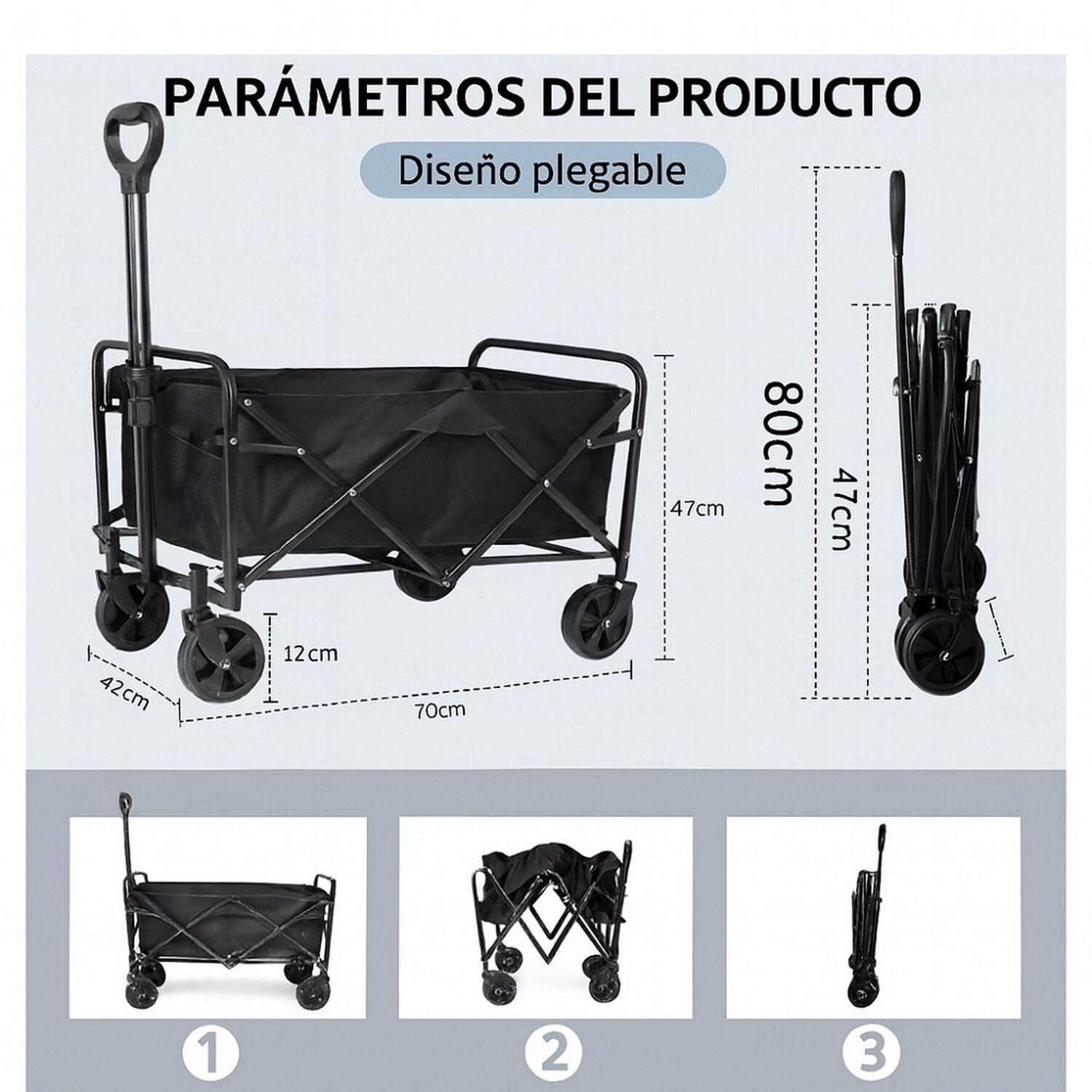 Carrito Arrastre Para Compras Plegable Para Camping Y Picnic image number 8.0