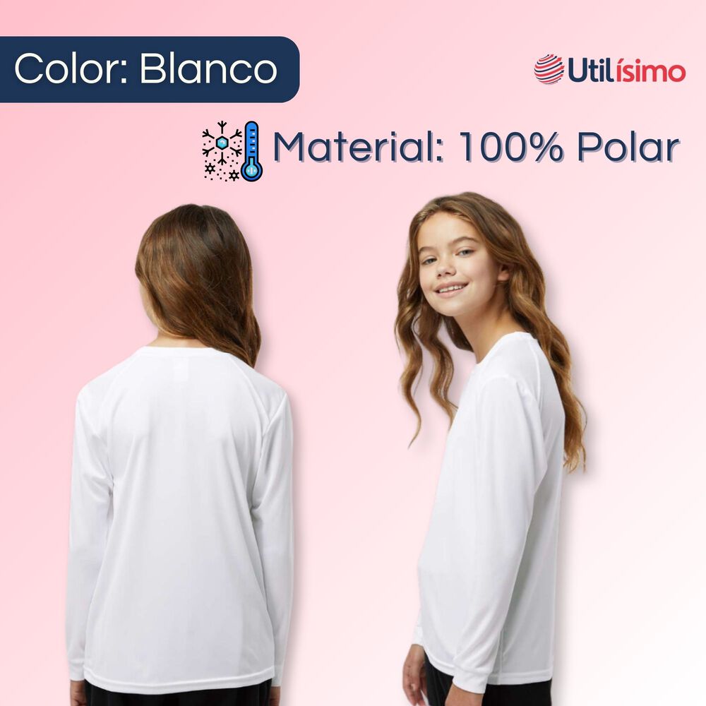 Pack 6 Camiseta Polera Polar De Ni&ntilde;a Blanco Primera Capa image number 1.0