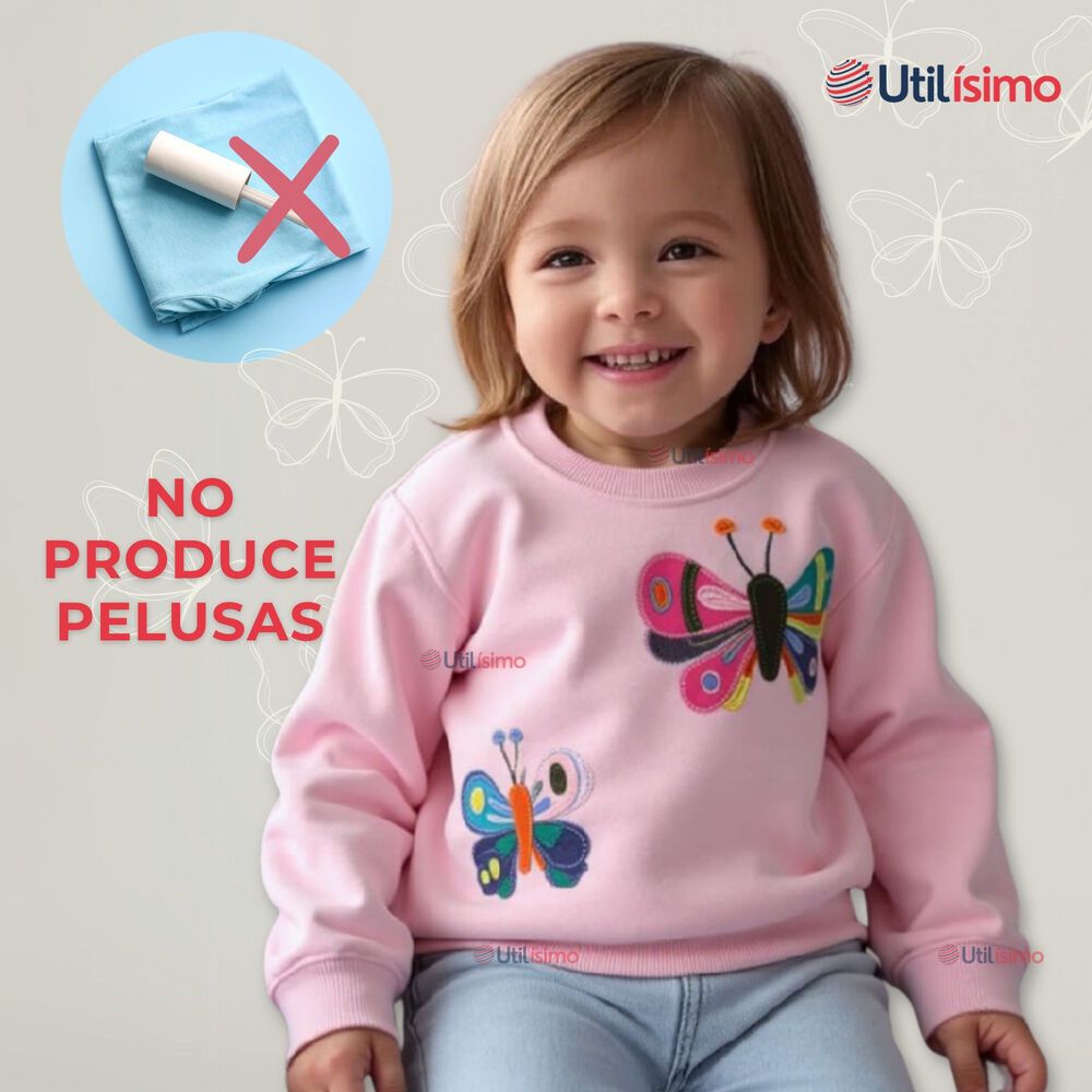 Polerón Niño Manga Larga 100% Algodón Rosa Mariposa image number 6.0