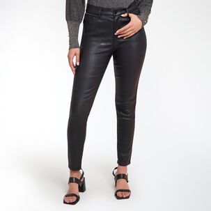 Pantalón Engomado Metalizado Tiro Medio Skinny Mujer Kimera