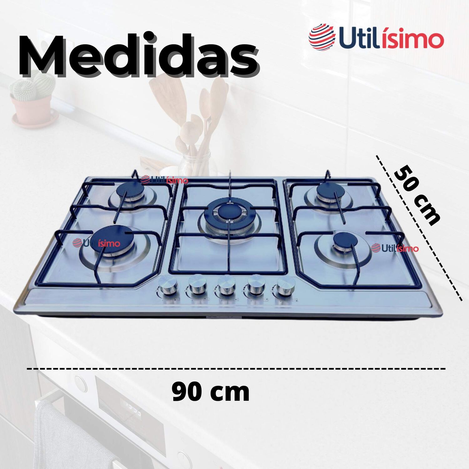 Cocina Encimera Gas Licuado 5 Platos Acero Inoxidable image number 2.0