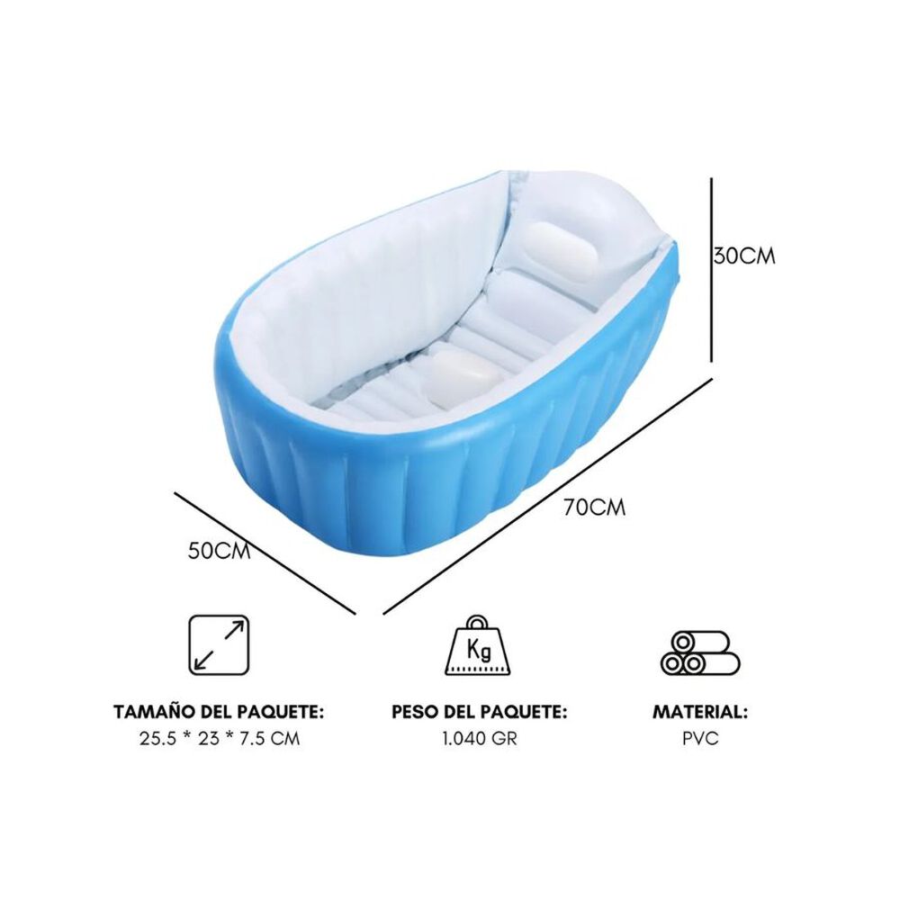 Bañera Bebe Plegable Tina De Baño Inflable image number 3.0