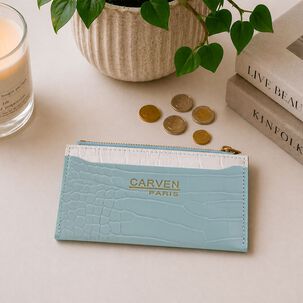 Billetera Tarjetero Mujer Con Monedero Zoe Celeste Carven