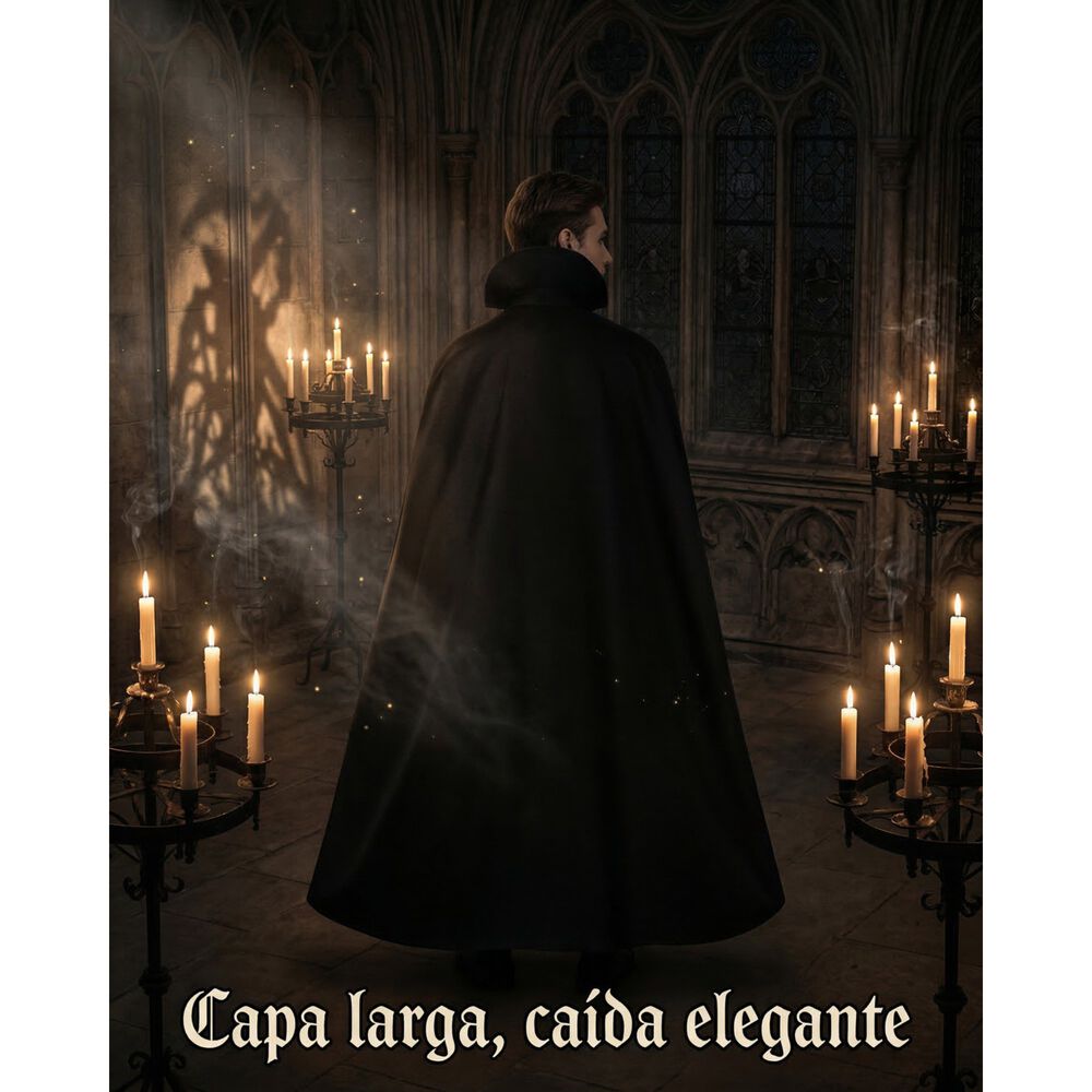 Capa Vampiro Edad Media Con Forro Interior Borde Decorativo image number 2.0