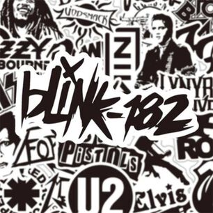 Set Sticker Cantantes Grupos De Rock M&uacute;sica Black&white