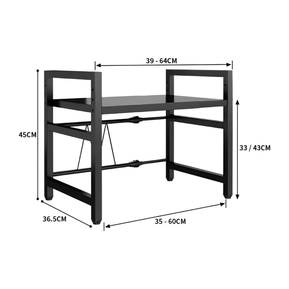 Estante Repisa Rack Extendible Microondas Cocina Gancho Negro image number 2.0
