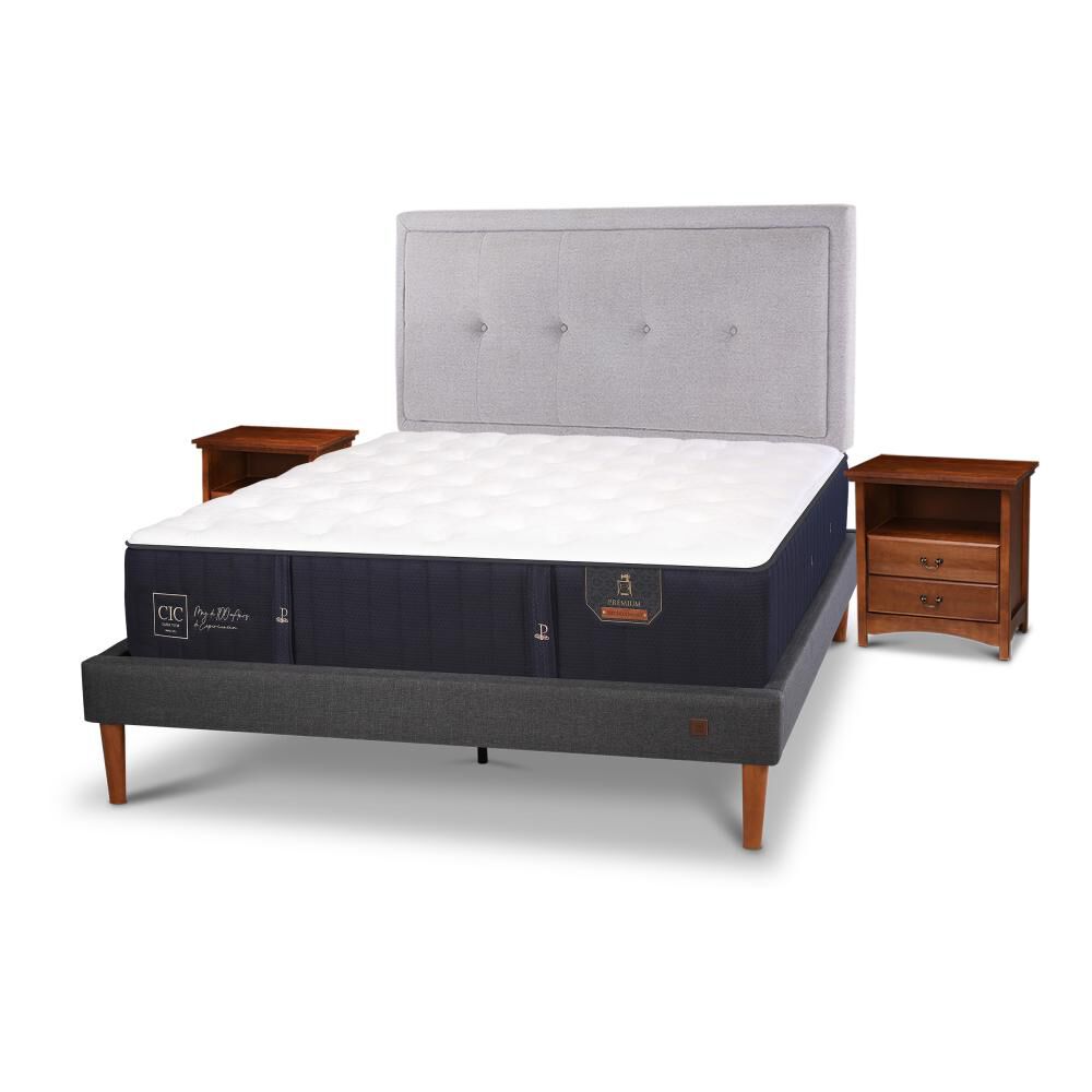 Cama Europea Cic Premium / 2 Plazas / Base Normal + Set De Maderas image number 1.0