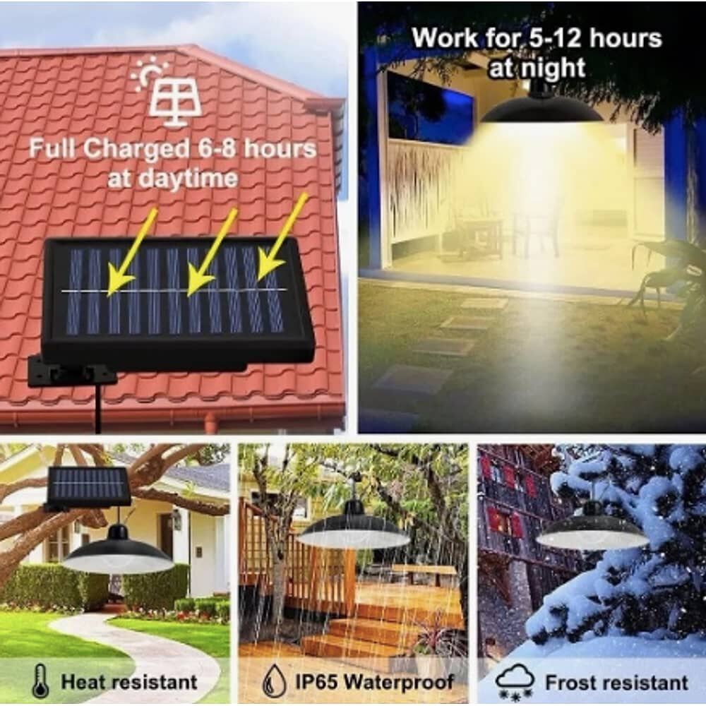 Lampara Solar Led Colgante Plafon + Control image number 3.0