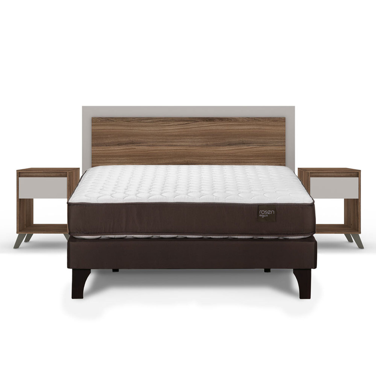 Cama Europea Rosen Ergo T / 2 Plazas / Base Normal + Set de Maderas Milan image number 0.0