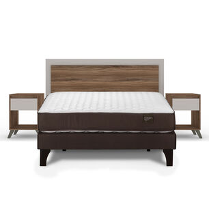 Cama Europea Rosen Ergo T / 2 Plazas / Base Normal + Set de Maderas Milan