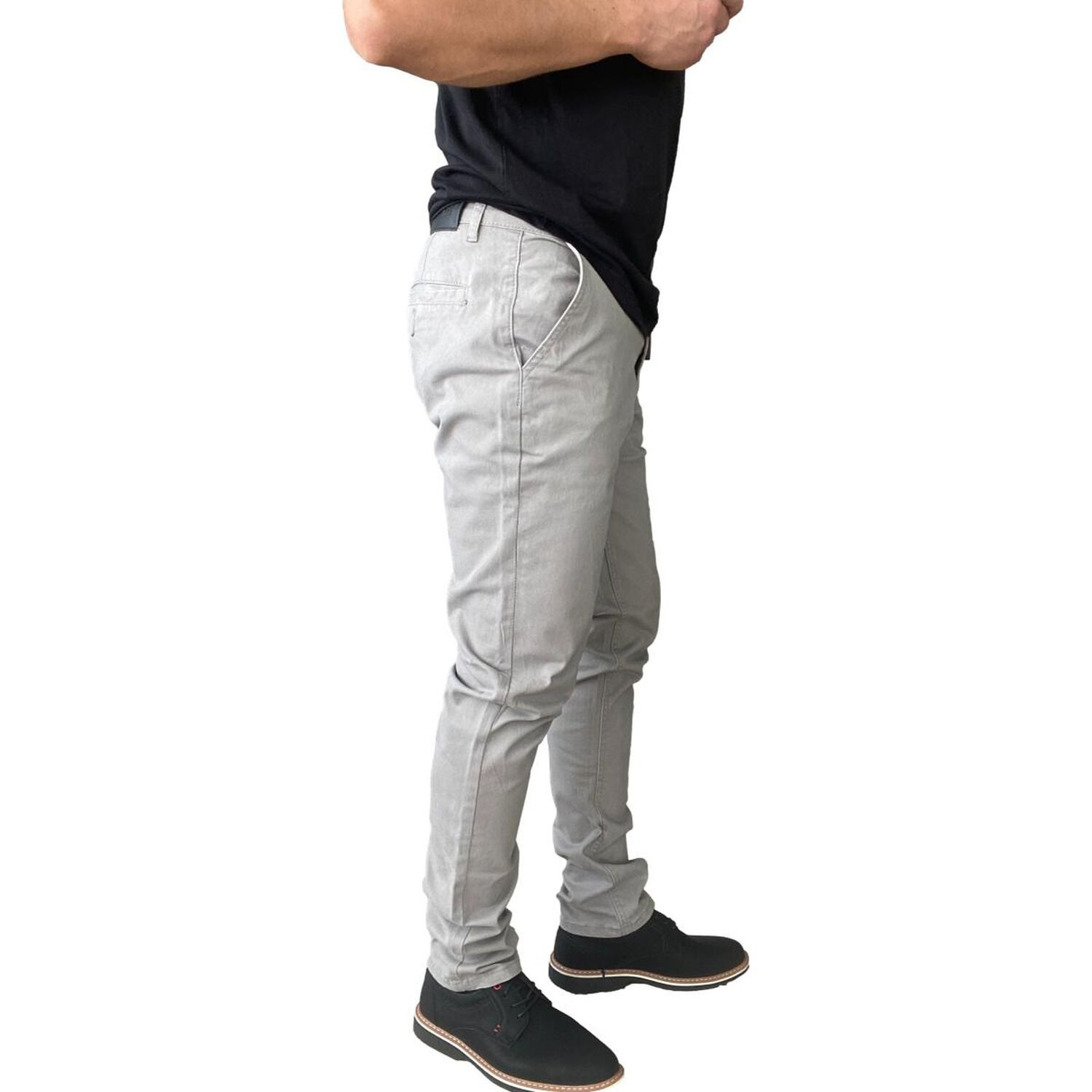 Pantal&oacute;n Elasticados Slim Fit Gabardina Gris Hombre image number 6.0