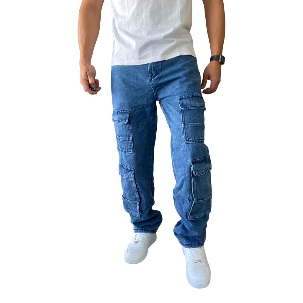 Jeans Diábolo Cargo Ancho Loose Fit Hombre image number 2.0