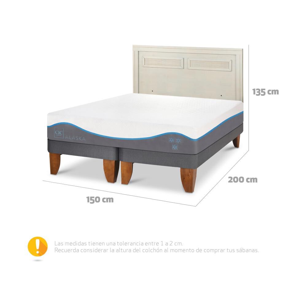 Cama Europea Cic Alaska / 2 Plazas / Base Dividida + Respaldo image number 5.0