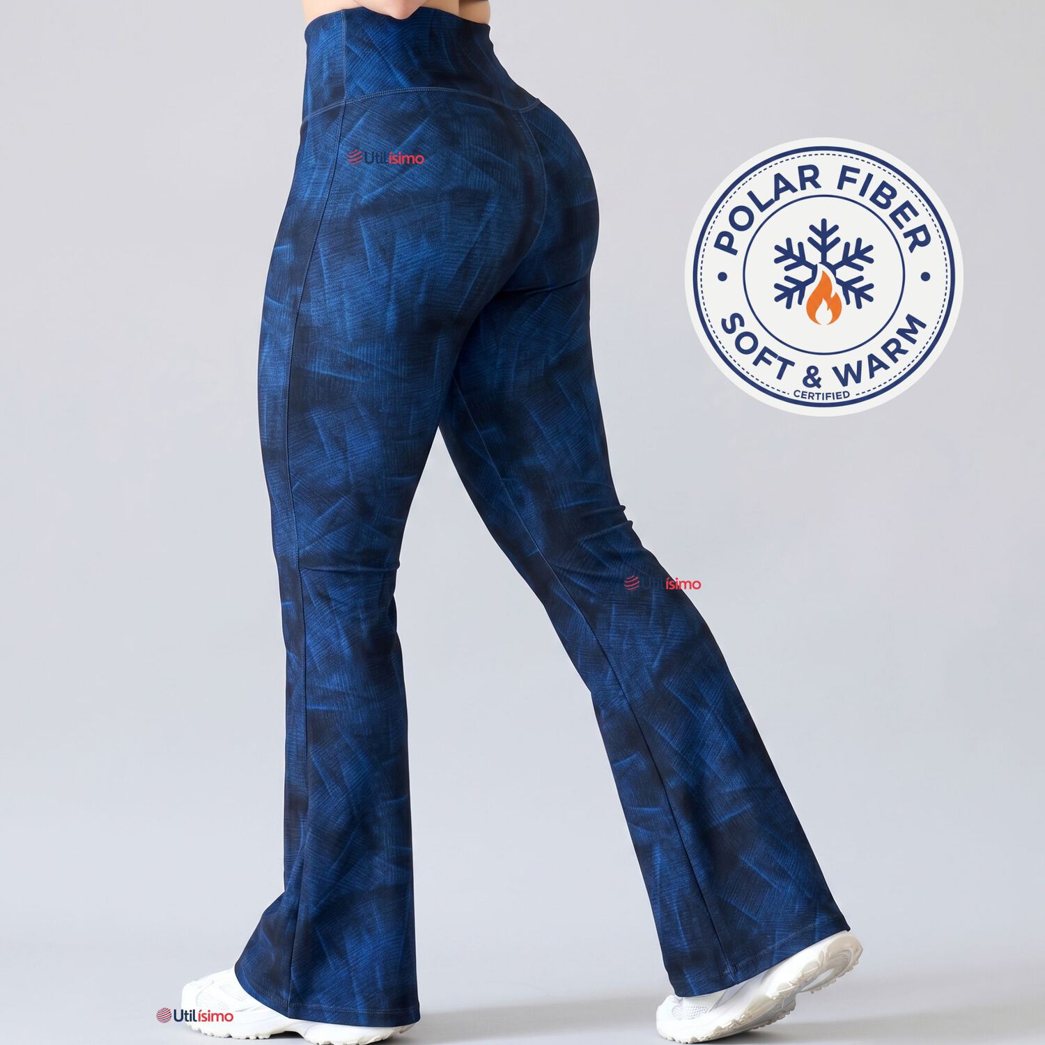 Pantal&oacute;n Polar Con Chiporro Palazzo Mujer Calza Elasticada T&eacute;rmica Azul image number 0.0
