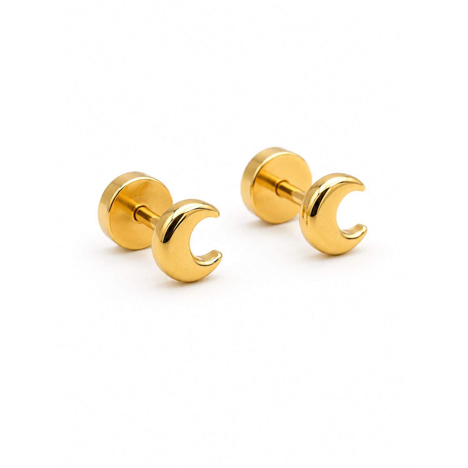 Aros Abridores Luna 5x3mm Oro 14k Beb&eacute; Ni&ntilde;a Juvenil Dorado image number 2.0