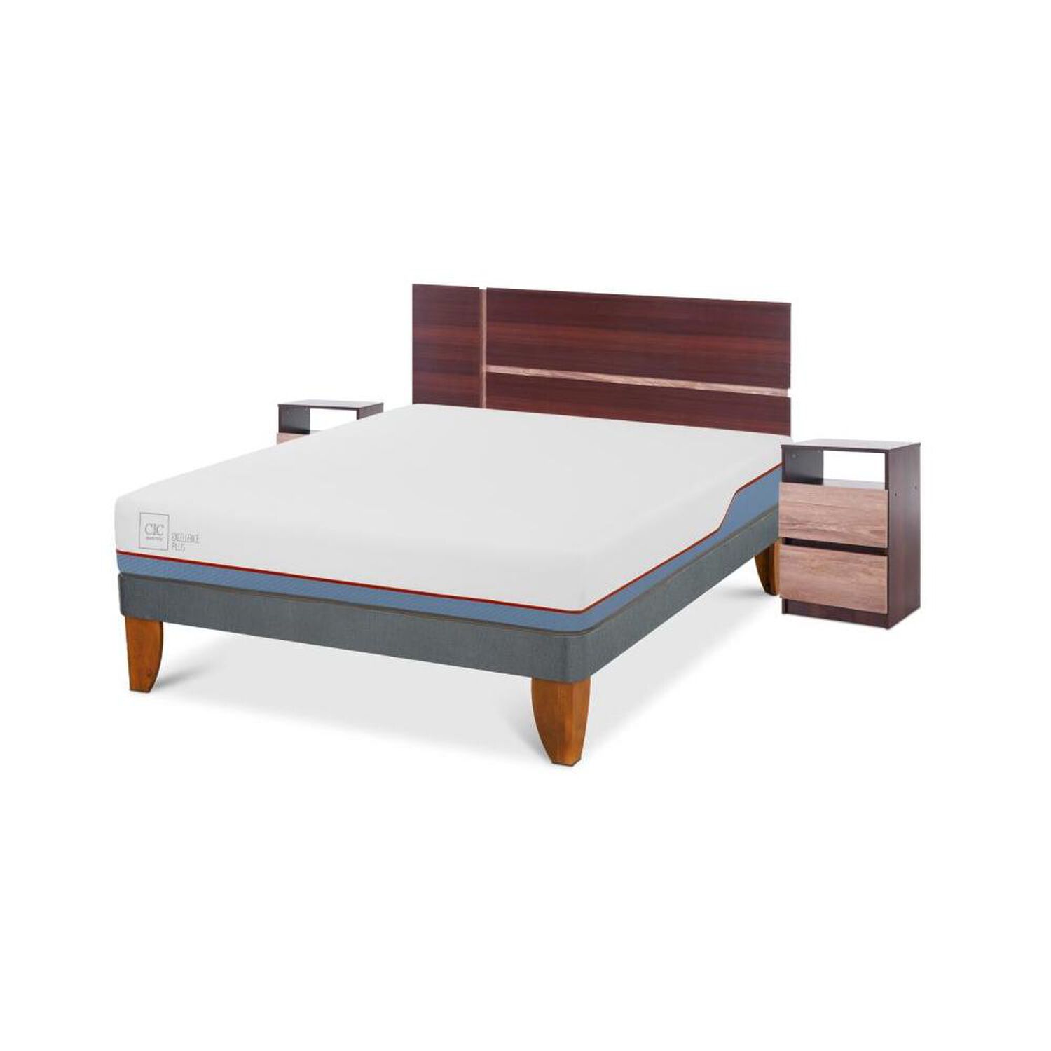 Cama Europea Cic Excellence Plus / 2 Plazas / Base Normal + Set De Maderas image number 1.0
