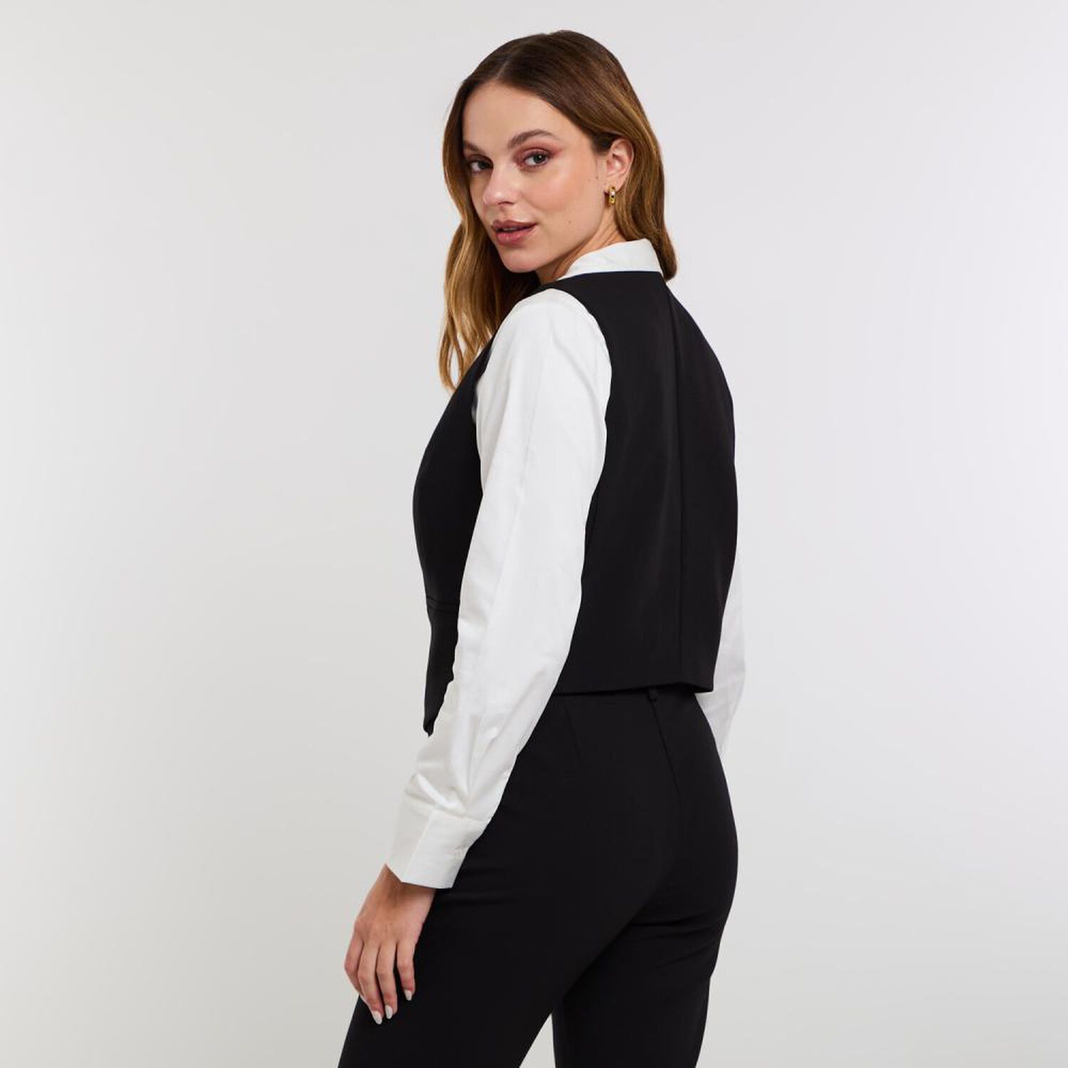 Blazer Guillette Abotonado Sin Manga Mujer Kimera image number 3.0