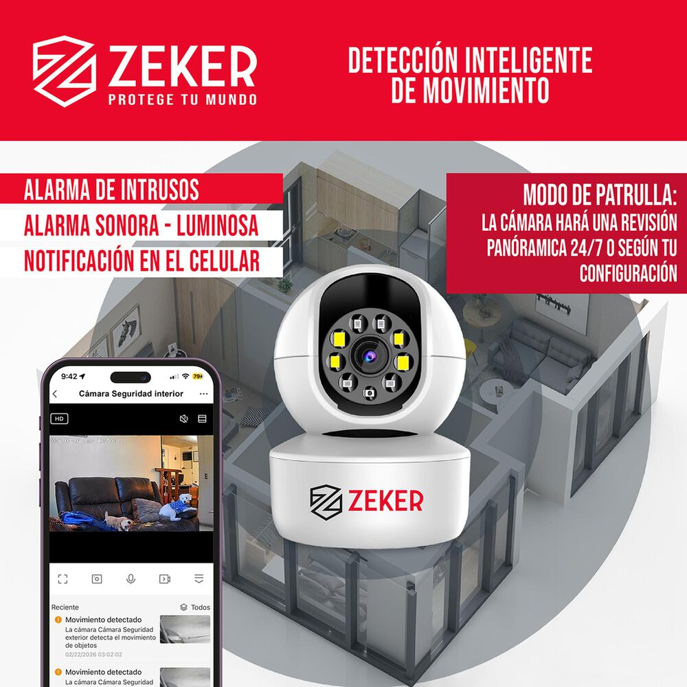 Pack X3 C&aacute;mara De Seguridad Interior Wifi Ip Zeker 2mp 5g image number 2.0