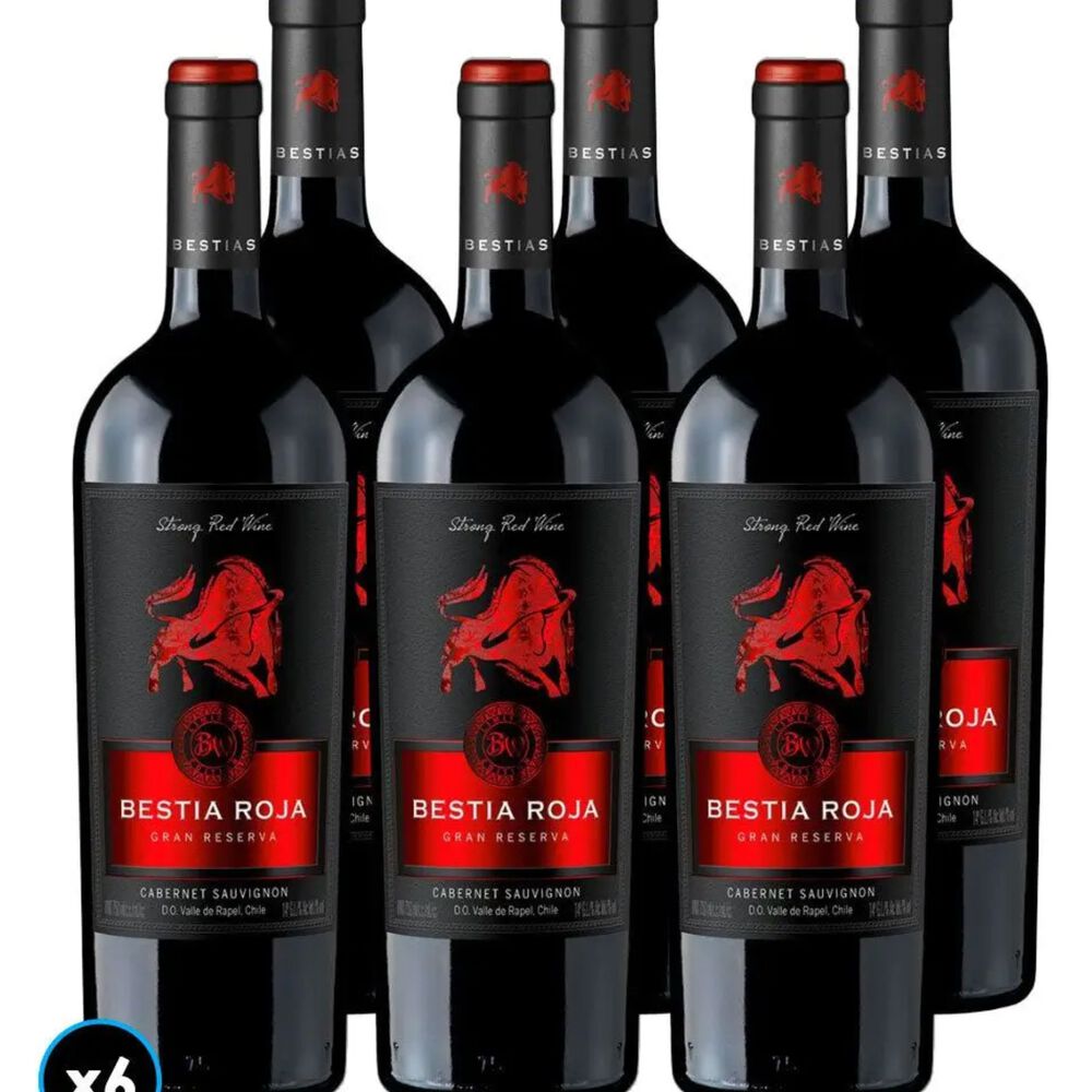 6x Vino Bestia Roja Gran Reserva Cabernet 750cc image number 0.0