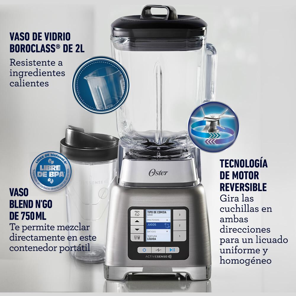 Licuadora Oster BLSTTDGNBG Active Sense Silver / 2 Litros / 1100W image number 3.0