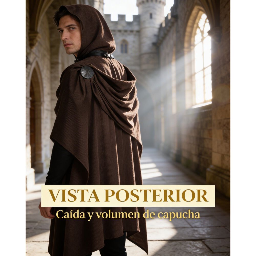 Disfraz Capa Con Capucha Medieval Con Broche Para Cosplay Halloween Y Teatro Unisex image number 37.0