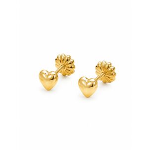 Aros Coraz&oacute;n Oro 18k 4 Mm N1 Atornillados 0.50gr Ni&ntilde;a Dorado