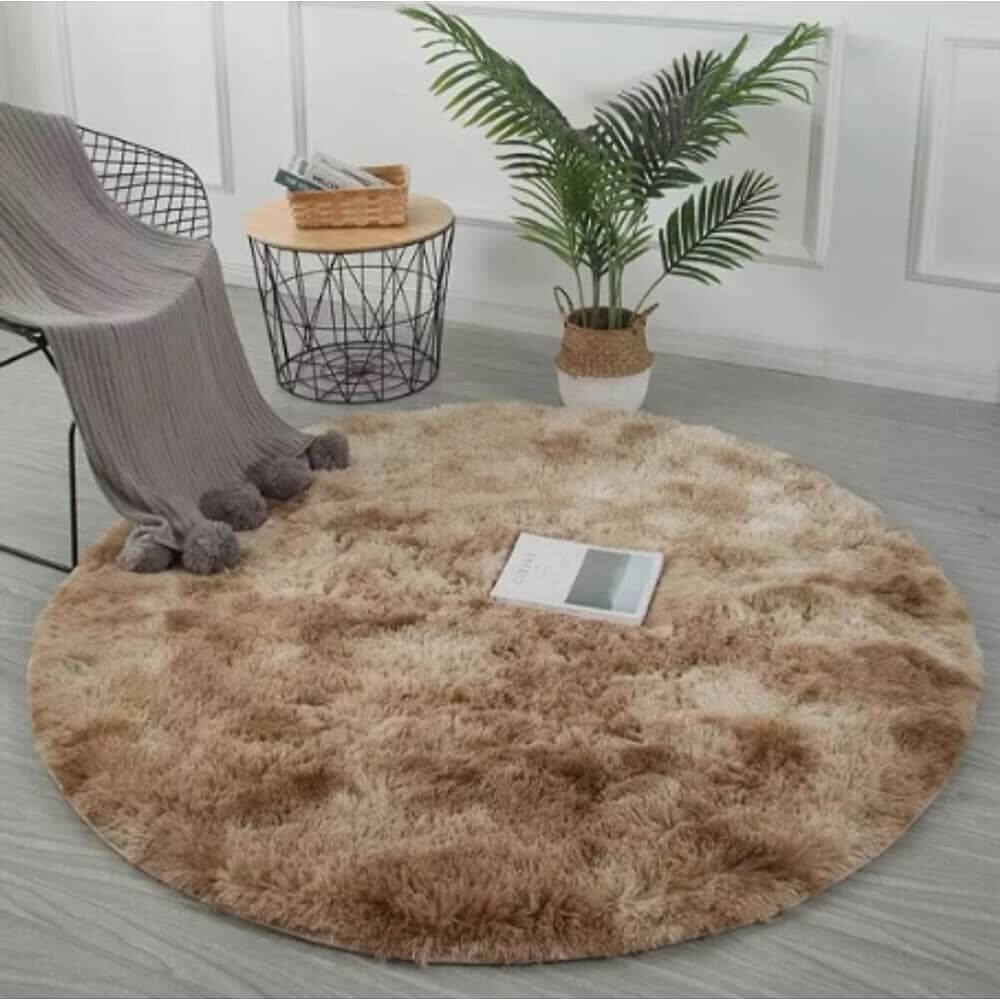 Alfombra Redonda Peluda Beige image number 1.0