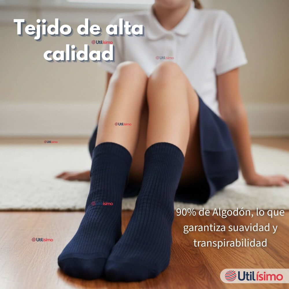 Pack 6 Calcet&iacute;nes Escolares Corto Algod&oacute;n Azul Ni&ntilde;o Y Ni&ntilde;a image number 5.0