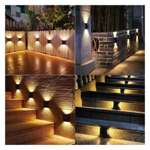 L&aacute;mpara Aplique Solar Led Pared Sensor Exterior Luz C&aacute;lida Pack 2