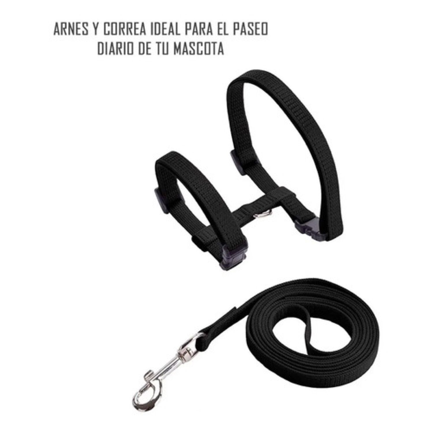 Arnes Pechera Ajustable + Correa Perro Gato Mascotas Peque&ntilde;a Negro image number 2.0
