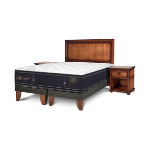 Cama Europea Cic Grand Premium / King / Base Dividida + Set De Maderas