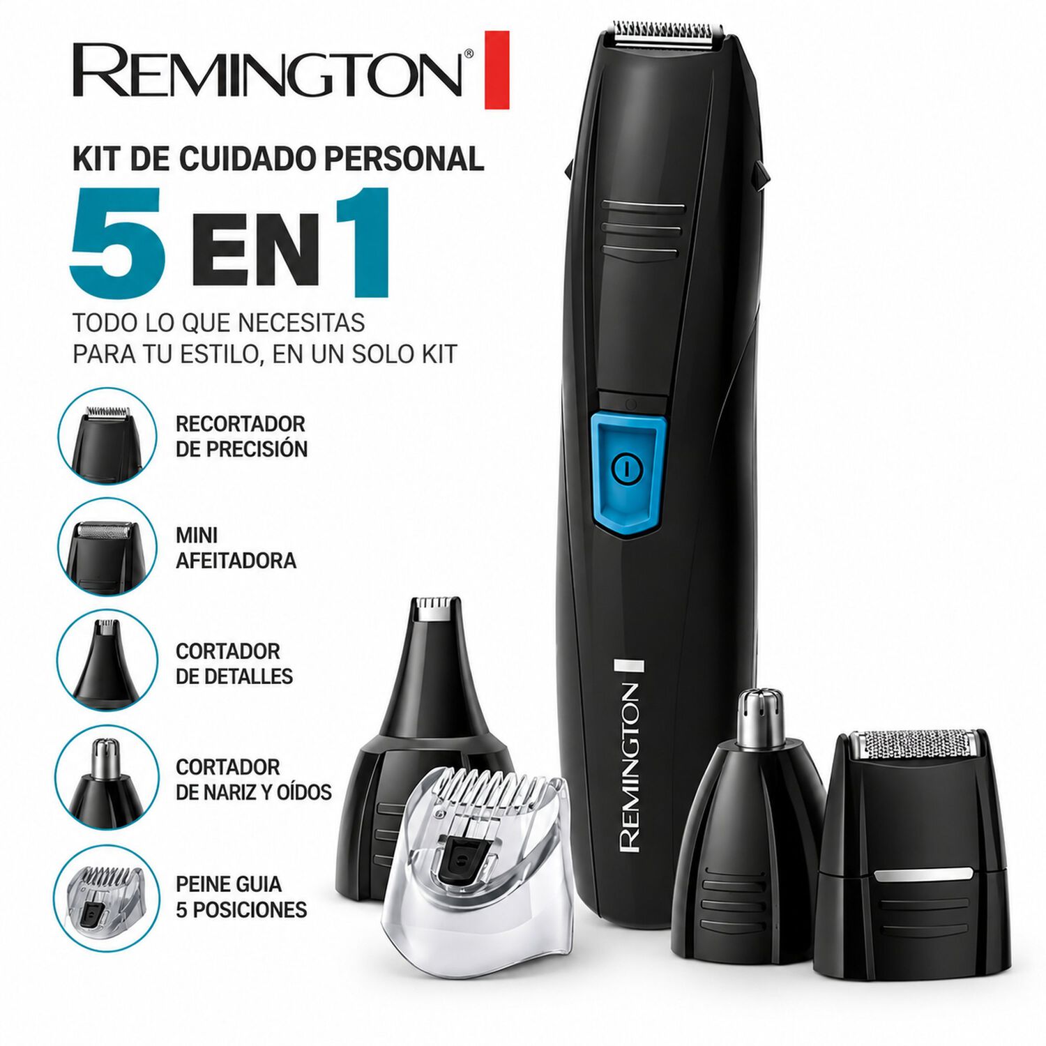 Kit Cortador De Bello Facial Remington 5x1 Pg-181 Multiusos image number 5.0