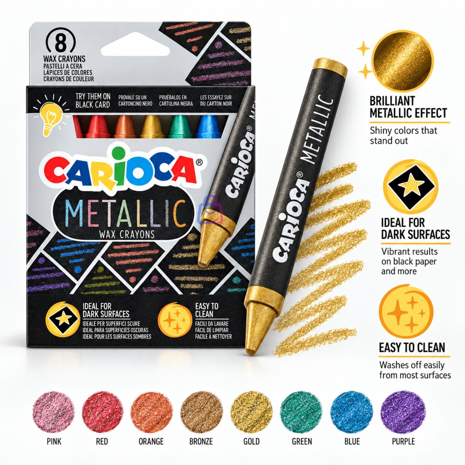 Crayones Met&aacute;licos Carioca 8 Colores - Ps image number 2.0