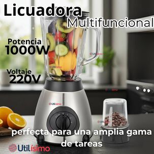 Licuadora Juguera Multifuncional 2 En 1 + Picadora 1000w De Potencia Jarra De Vidrio