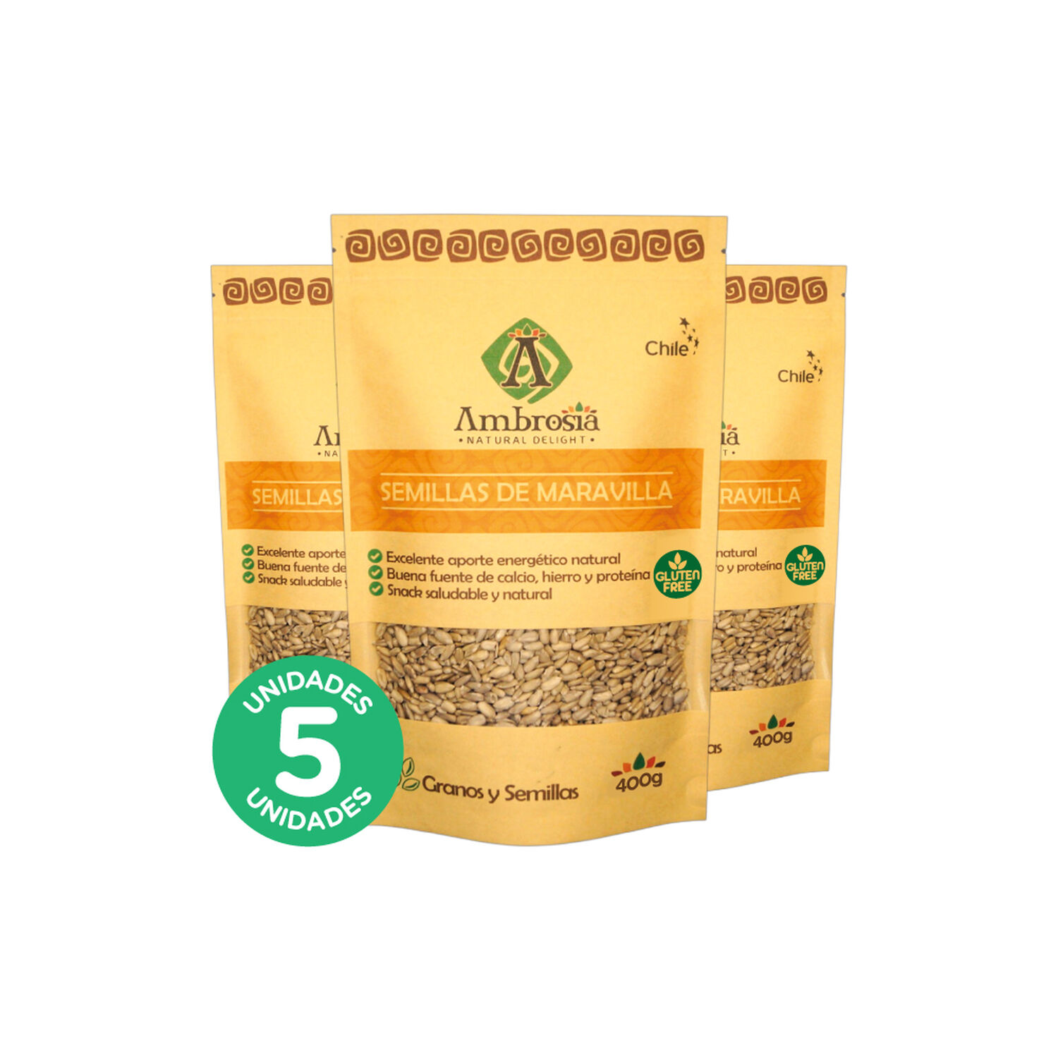 Pack 5, Semilla De Maravilla Libre De Gluten Y Vegana 400gr image number 0.0