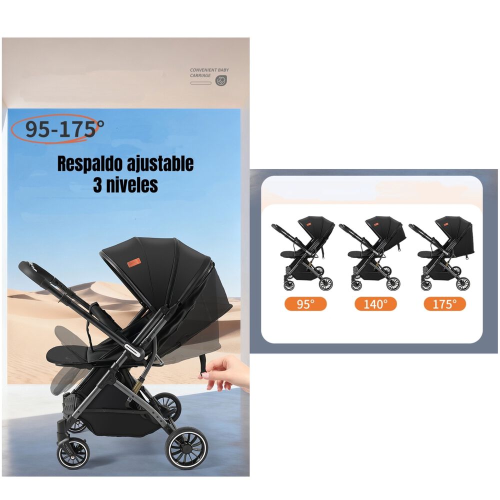 Coche Paseo Reversible Con Mosquitero Focus Gris Lubabycas image number 6.0